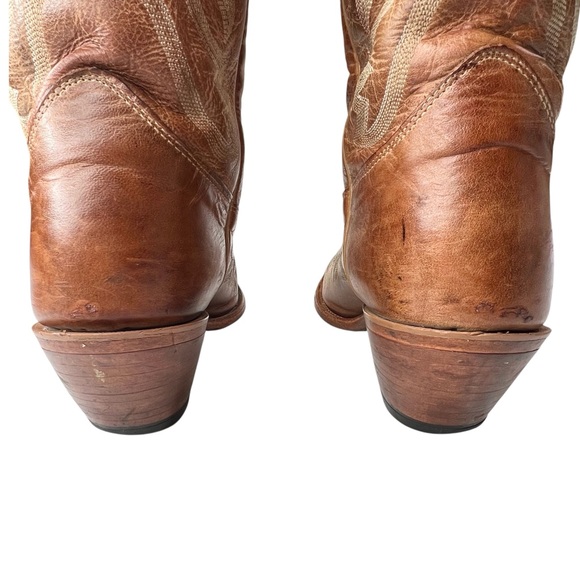 Justin Handcrafted Western Cowboy Boots BRL120 Bent Rail Brown Tan Womens 10B - Picture 8 of 14